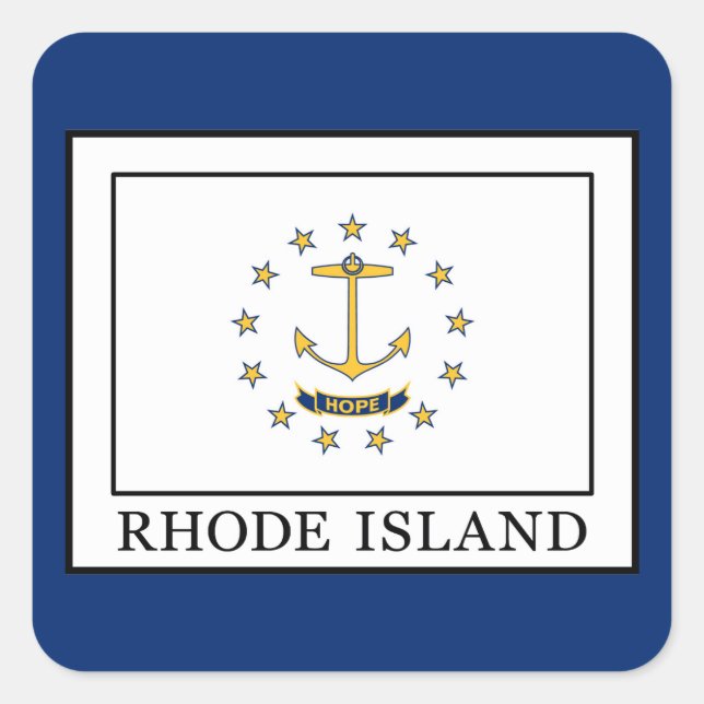 Rhode Island Quadratischer Aufkleber (Vorderseite)