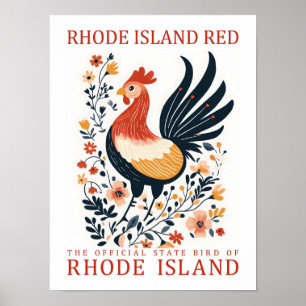Rhode Island Red Bird of Rhode Island Poster