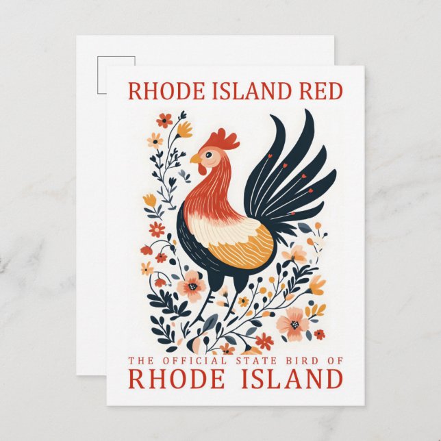 Rhode Island Red Bird of Rhode Island Postkarte (Vorne/Hinten)