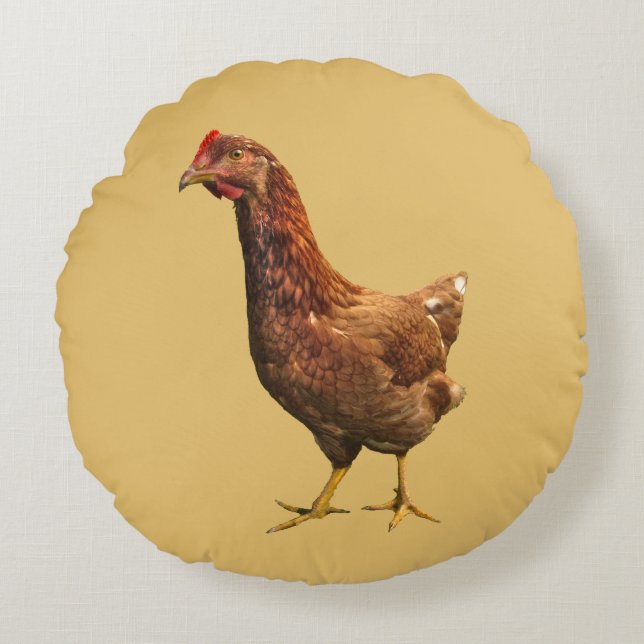 Rhode Island Red Hen Chicken Round Kissen (Vorderseite)