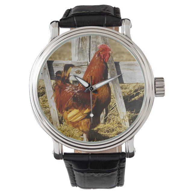 Rhode Island Red Rooster Armbanduhr (Vorderseite)