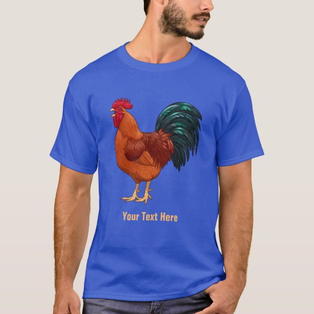 Rhode Island Red Rooster Crowing T-Shirt (Vorderseite)