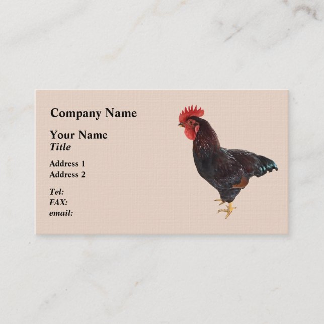 Rhode Island Red Rooster Visitenkarte (Vorderseite)