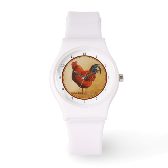 Rhode Island Rooster Chicken Armbanduhr (Vorderseite)