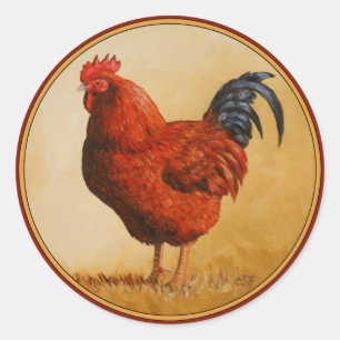 Rhode Island Rooster Chicken Runder Aufkleber