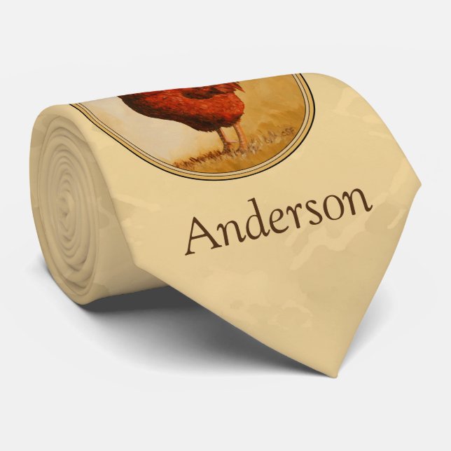 Rhode Island Rooster Gelber Hintergrund Krawatte (Gerollt)