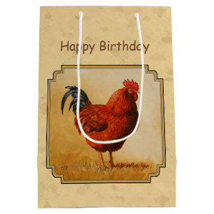 Rhode Island Rooster Gelber Hintergrund Mittlere Geschenktüte
