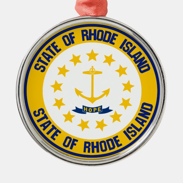 Rhode Island RundEmblem Ornament Aus Metall (Vorne)