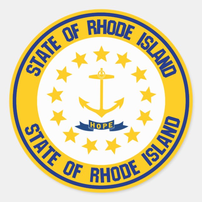 Rhode Island RundEmblem Runder Aufkleber (Vorderseite)