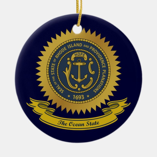 Rhode Island Siegel Keramik Ornament (Vorne)