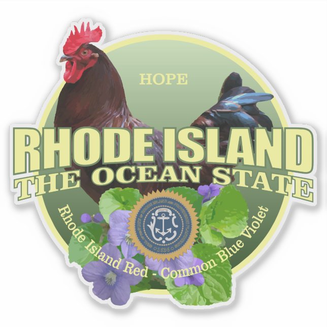 Rhode Island Staat Bird & Blume Aufkleber (Vorderseite)