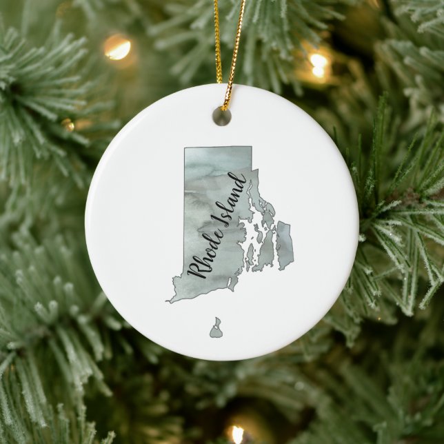 Rhode Island Staat Illustration Schlüsselanhänger Keramik Ornament (Baum)