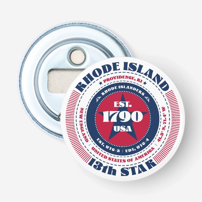 Rhode Island Staat Information Circle Flaschenöffner (Vorderseite)