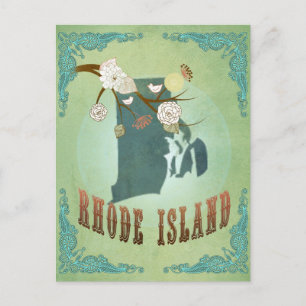 Rhode Island Staatskarte – Grün Postkarte