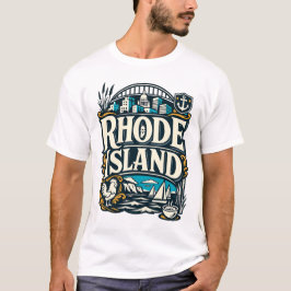 Rhode Island State Heritage Coastal Sailing Art T-Shirt