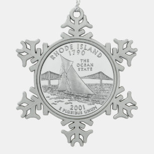 Rhode Island State Quarter Schneeflocken Zinn-Ornament