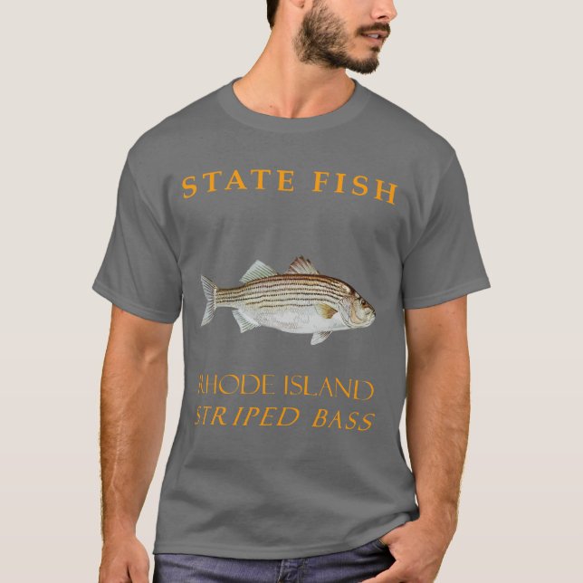 Rhode Island Territorium Fisch gestreift T-Shirt (Vorderseite)