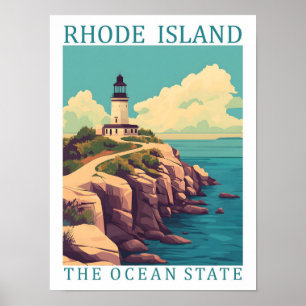 Rhode Island The Ocean Staat USA Travel Place Poster