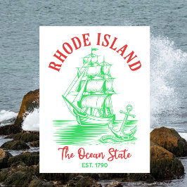 Rhode Island Travel Nautical Ocean State Est. 1790 Postkarte