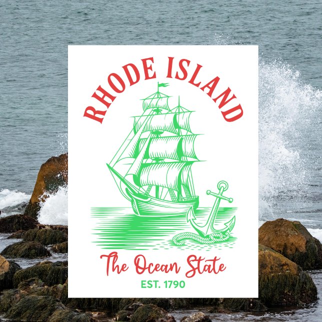 Rhode Island Travel Nautical Ocean State Est. 1790 Postkarte (Rhode Island)