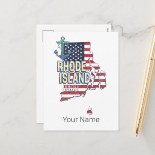 Rhode Island United Staaten Retro Staat Karte Vint