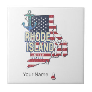 Rhode Island United Staaten Retro Staat Karte Vint Fliese