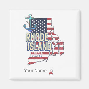 Rhode Island United Staaten Retro Staat Karte Vint Magnet