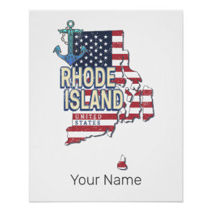 Rhode Island United Staaten Retro Staat Karte Vint Poster