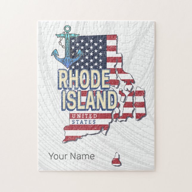 Rhode Island United Staaten Retro Staat Karte Vint Puzzle (Vertikal)