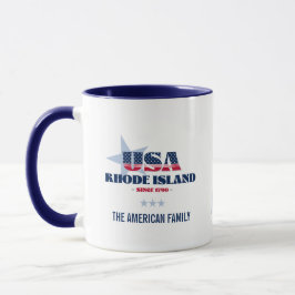 Rhode Island USA 1790 Blue Star Personalized Mug Tasse