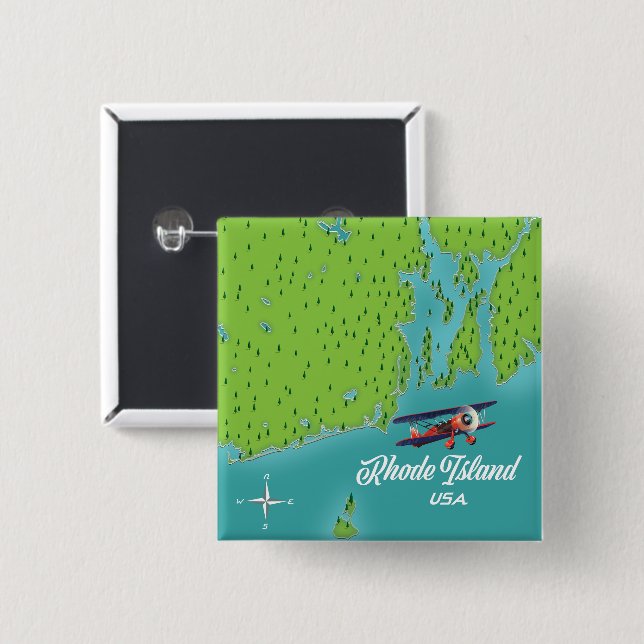 Rhode Island USA Karte Button (Vorne & Hinten)