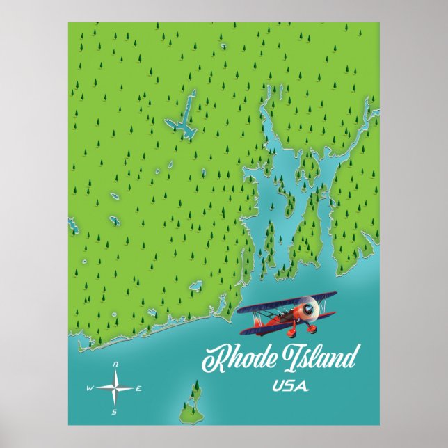 Rhode Island USA Karte Poster (Vorne)