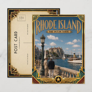 Rhode Island Vintage Art Deco Golden Age Postkarte