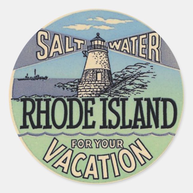 Rhode Island Vintage Runder Aufkleber (Vorderseite)