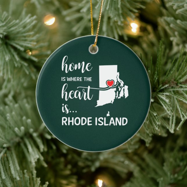 Rhode Island Zuhause ist das Herz Keramik Ornament (Baum)