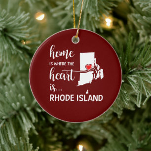 Rhode Island Zuhause ist das Herz Keramik Ornament