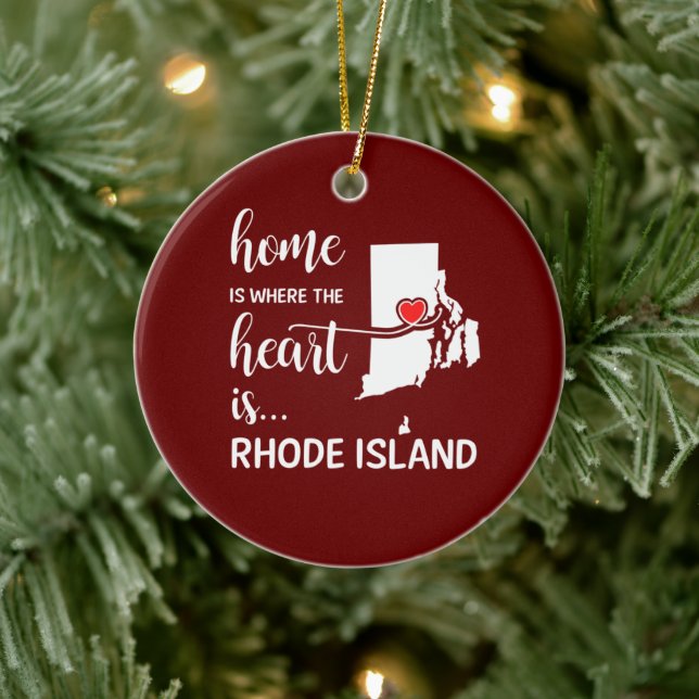Rhode Island Zuhause ist das Herz Keramik Ornament (Baum)