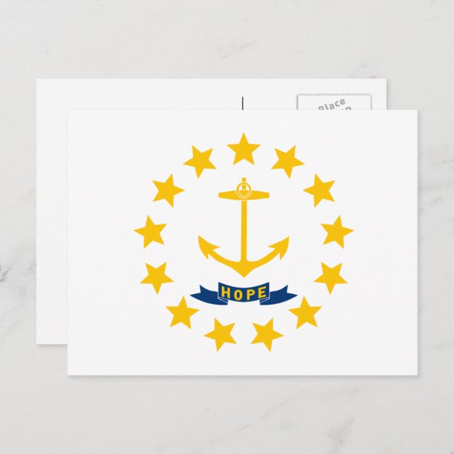 Rhode Islander Flag, Flagge der Insel Rhode Postkarte (Vorne/Hinten)