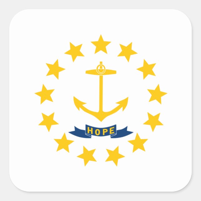 Rhode Islander Flag, Flagge der Insel Rhode Quadratischer Aufkleber (Vorderseite)