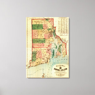 Rhode IslandPanoramakarte Rhode Island Leinwanddruck