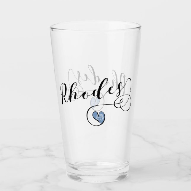 Rhodes Flag im Herzen Griechenlands Glas (Vorderseite)