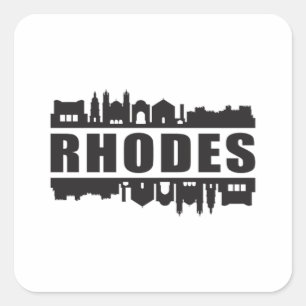 Rhodes Greece City Skyline Cityscape Trip Geschenk Quadratischer Aufkleber