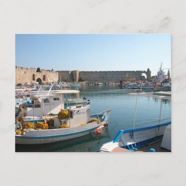 Rhodes, Greece Harbor Postcard Postkarte (Vorderseite)