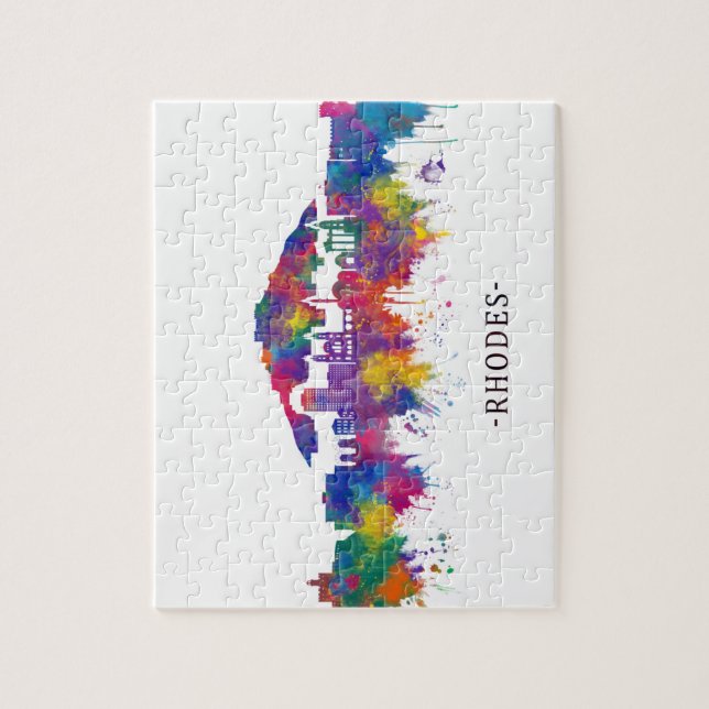 Rhodes Greece Skyline Puzzle (Vertikal)