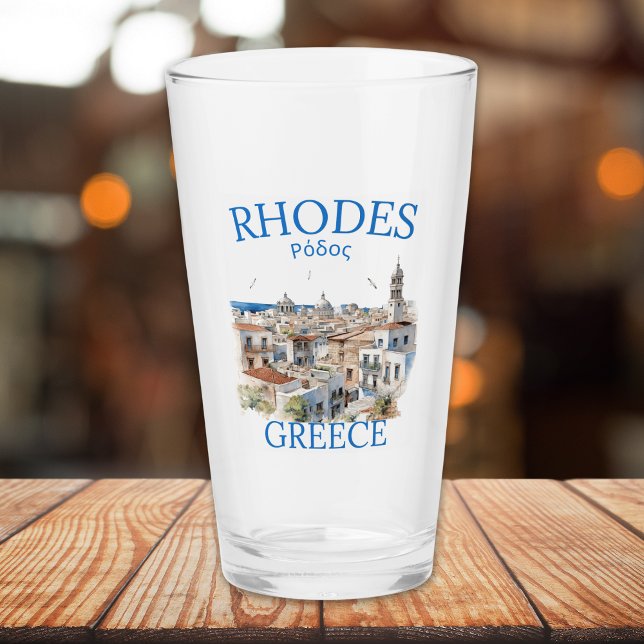Rhodes Greece Watercolor – Greek Island Souvenir Glas (Von Creator hochgeladen)