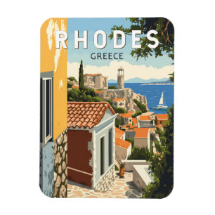Rhodes Griechenland Altstadt Reise Kunst Vintage Magnet