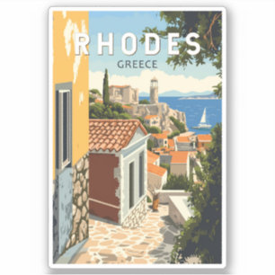 Rhodes Griechenland Altstadt Reisen Vintag Aufkleber
