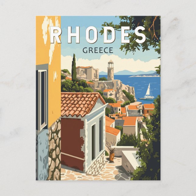 Rhodes Griechenland Altstadt Reisen Vintag Postkarte (Vorderseite)