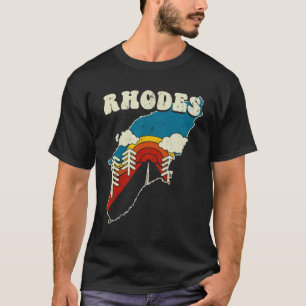 Rhodes Griechenland Vintag Griechisch Island Rainb T-Shirt