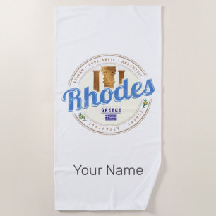 Rhodes Griechenland Vintage Insel Aegean Souvenir Strandtuch